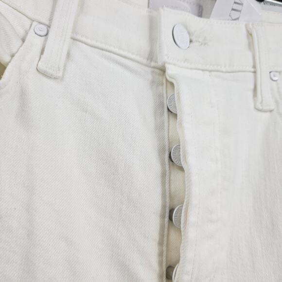 Mother The Tripper Ankle Fray White Ripped Knee Raw Hem Button Fly NWT Size 30 - Picture 6 of 10